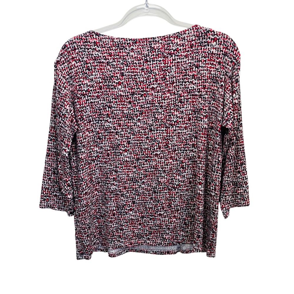 J‎ Jill Wearever Top Womens M Pink Black 3/4 Sleeves Nautical Comfort  Stretchy